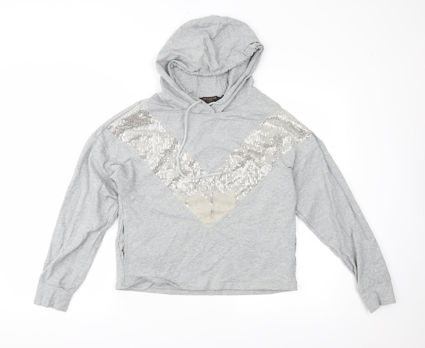 In Vogue Womens Grey  Jersey Pullover Hoodie Size S