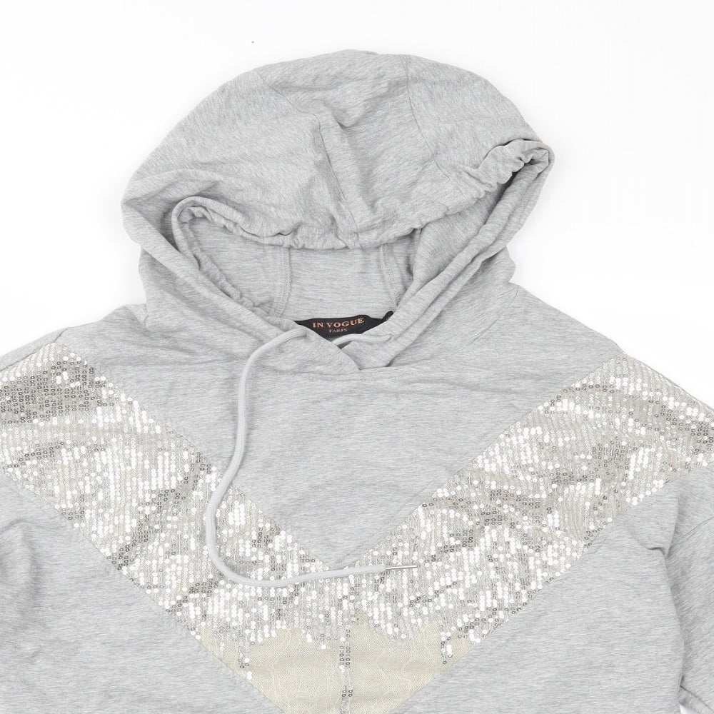 In Vogue Womens Grey  Jersey Pullover Hoodie Size S