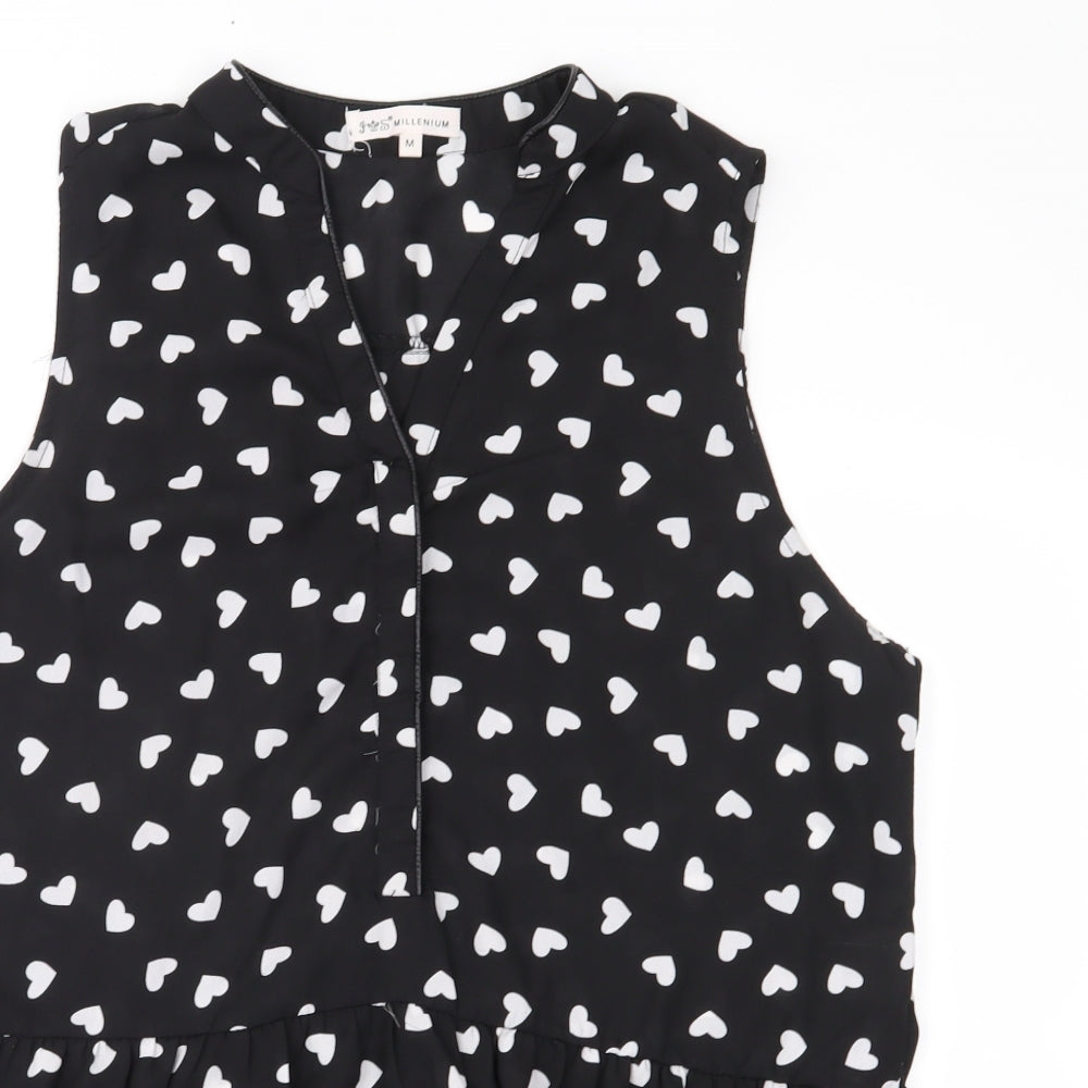 Womens UK Size M Millenium Black Basic Blouse