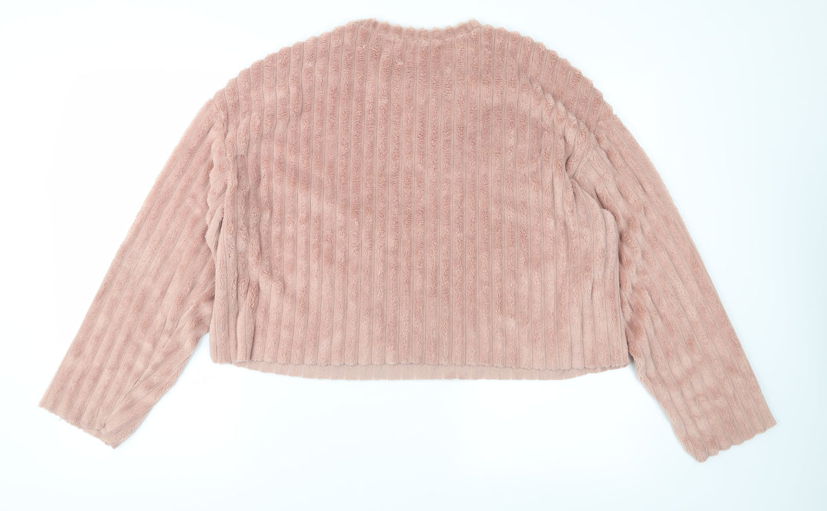 Zara Womens Pink  Fleece Pullover Sweatshirt Size M