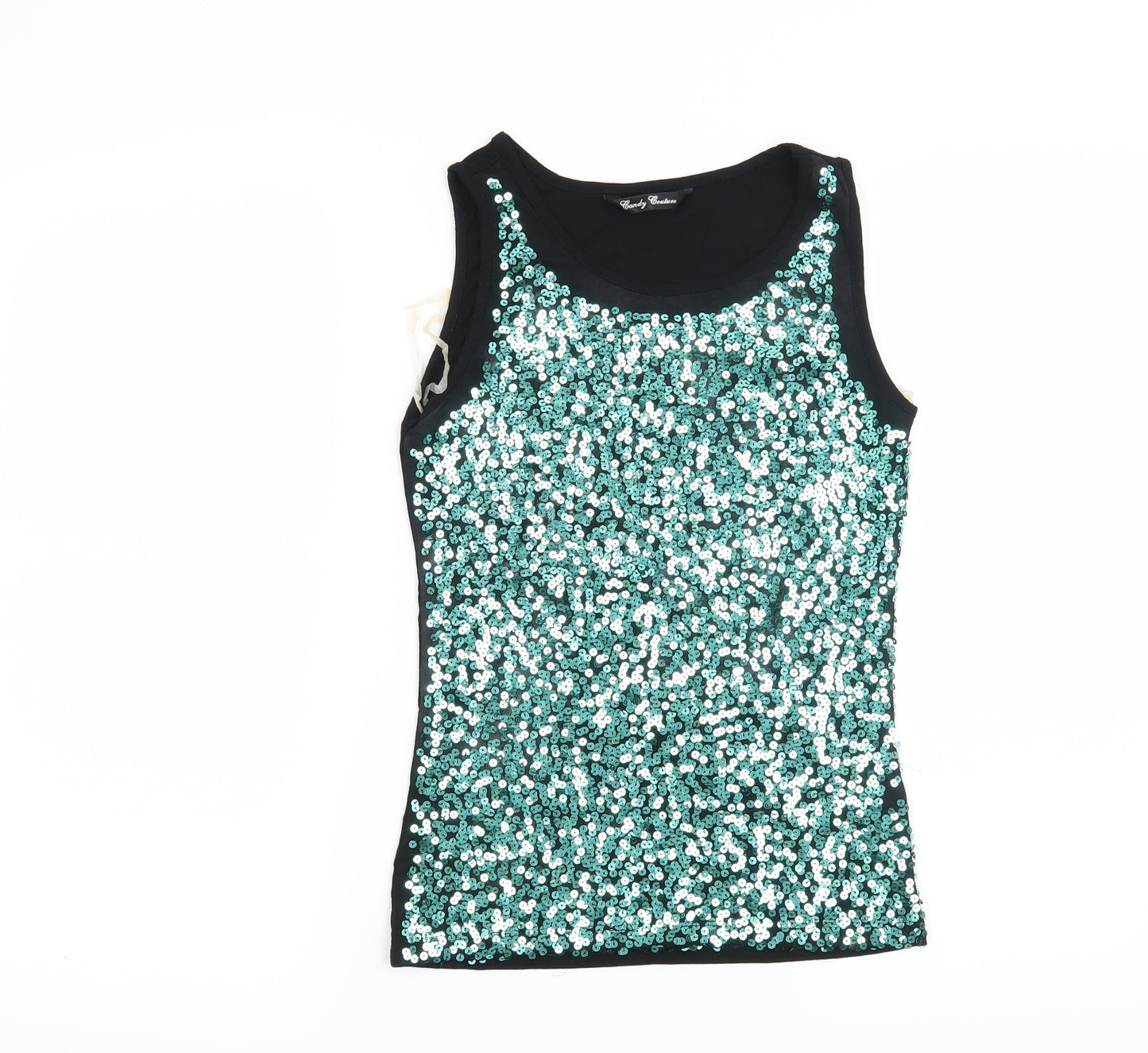 Candy Couture Girls Green   Basic T-Shirt Size 12-13 Years