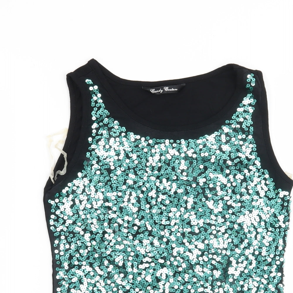 Candy Couture Girls Green   Basic T-Shirt Size 12-13 Years