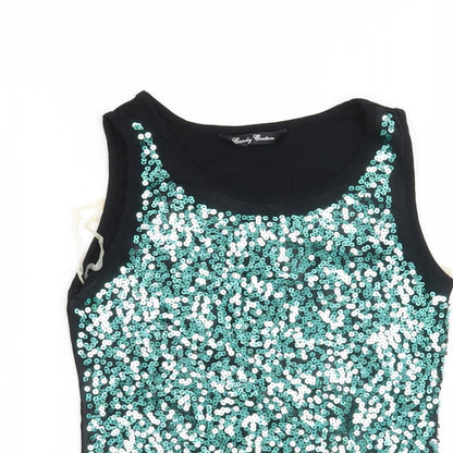 Candy Couture Girls Green   Basic T-Shirt Size 12-13 Years