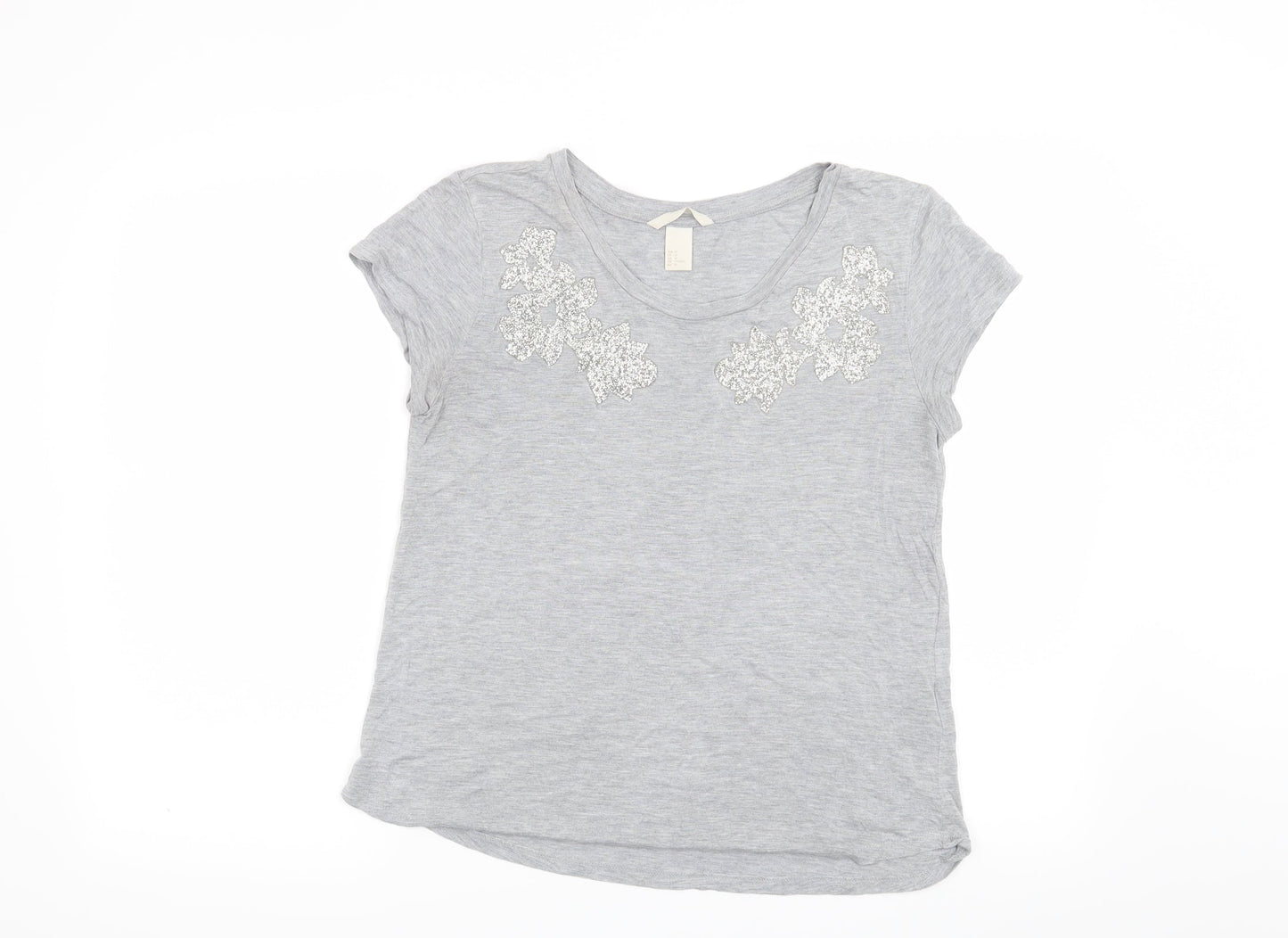 Womens UK Size M H&M Grey Basic T-Shirt