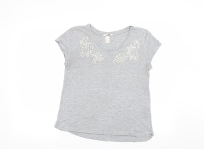 Womens UK Size M H&M Grey Basic T-Shirt