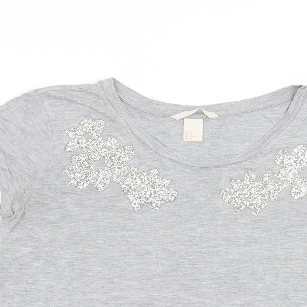 Womens UK Size M H&M Grey Basic T-Shirt