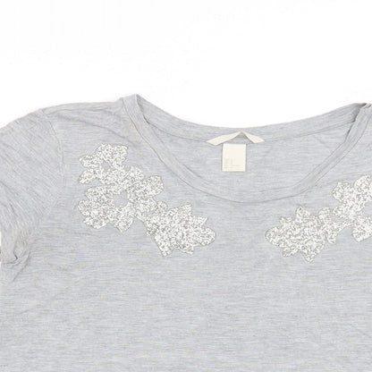 Womens UK Size M H&M Grey Basic T-Shirt