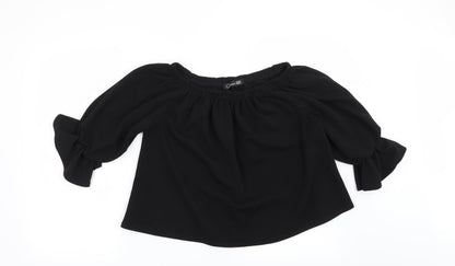 Womens UK Size S Preworn Black Basic Blouse