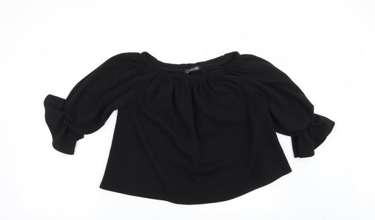 Womens UK Size S Preworn Black Basic Blouse