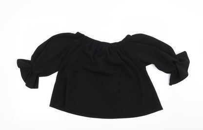 Womens UK Size S Preworn Black Basic Blouse