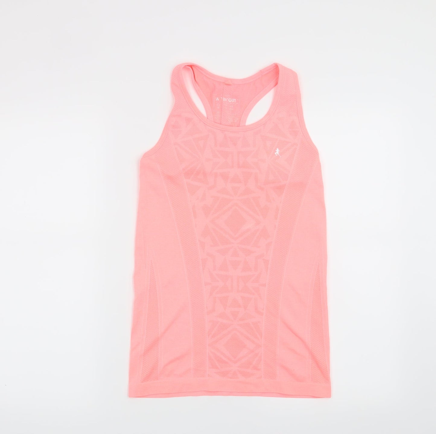 Workout Womens Pink Geometric  Basic T-Shirt Size 10