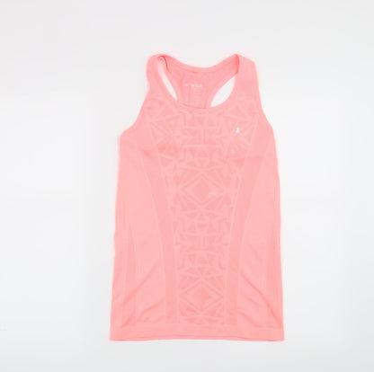 Workout Womens Pink Geometric  Basic T-Shirt Size 10