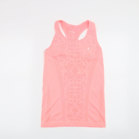 Workout Womens Pink Geometric  Basic T-Shirt Size 10