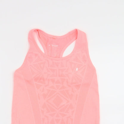 Workout Womens Pink Geometric  Basic T-Shirt Size 10