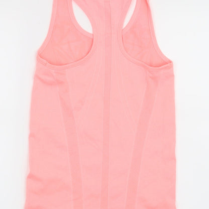 Workout Womens Pink Geometric  Basic T-Shirt Size 10