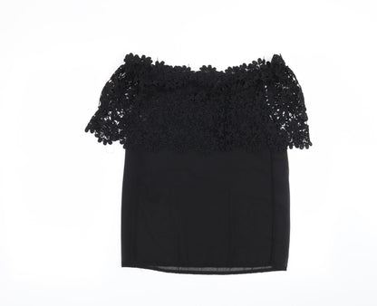 Womens UK Size L Preworn Black Basic Blouse