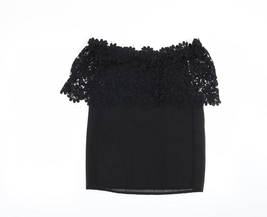 Womens UK Size L Preworn Black Basic Blouse