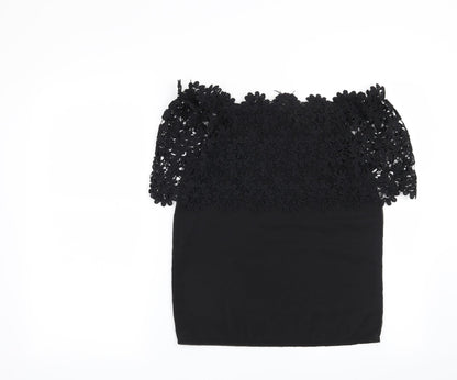 Womens UK Size L Preworn Black Basic Blouse
