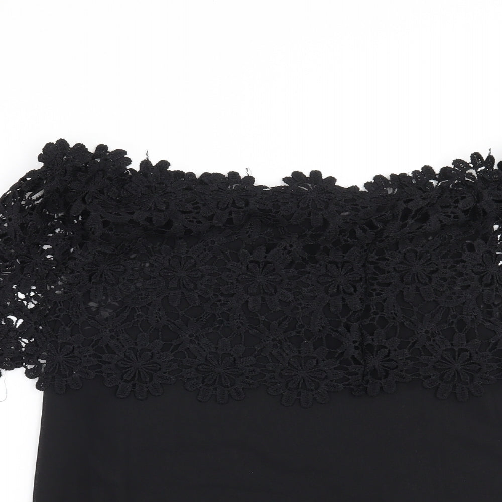 Womens UK Size L Preworn Black Basic Blouse