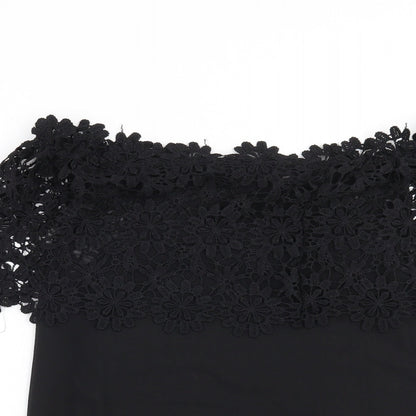 Womens UK Size L Preworn Black Basic Blouse