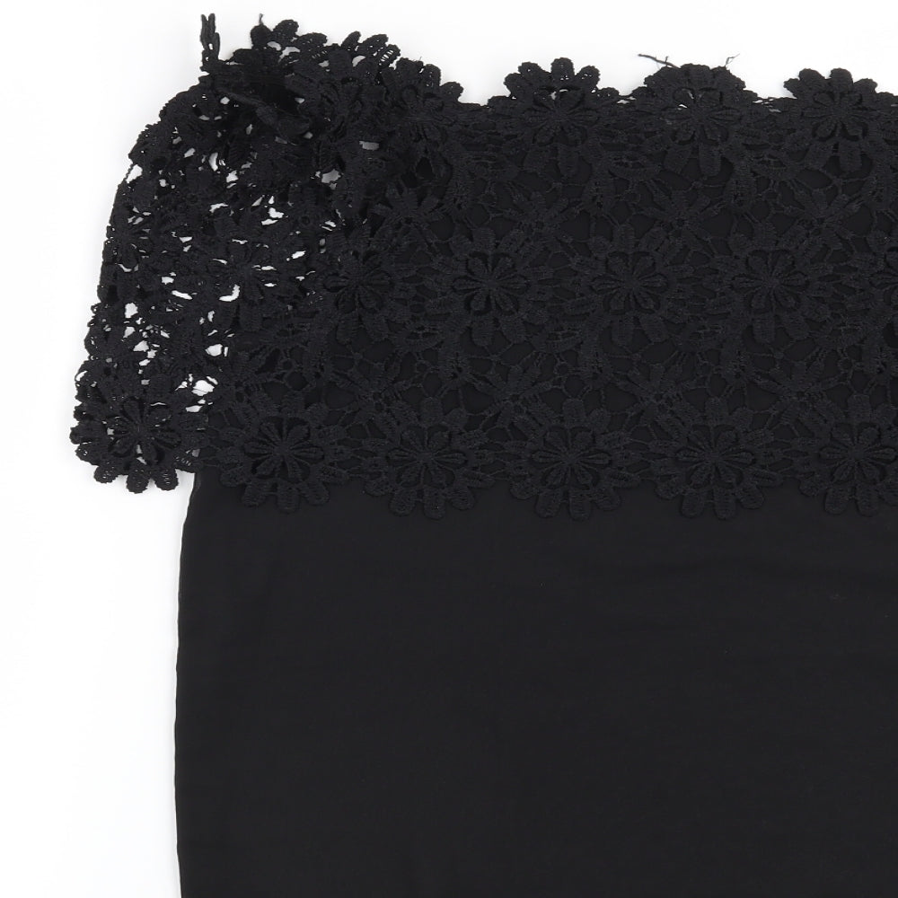 Womens UK Size L Preworn Black Basic Blouse