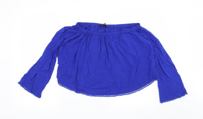 Womens UK Size 8 New Look Blue Basic Blouse