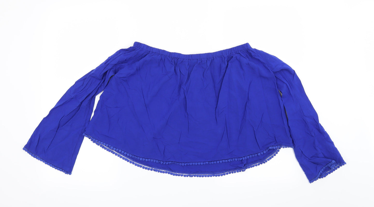 Womens UK Size 8 New Look Blue Basic Blouse