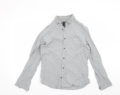 Mens UK Size S Burton Grey  Button-Up Long Sleeve Casual Shirt