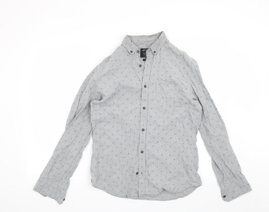 Mens UK Size S Burton Grey  Button-Up Long Sleeve Casual Shirt