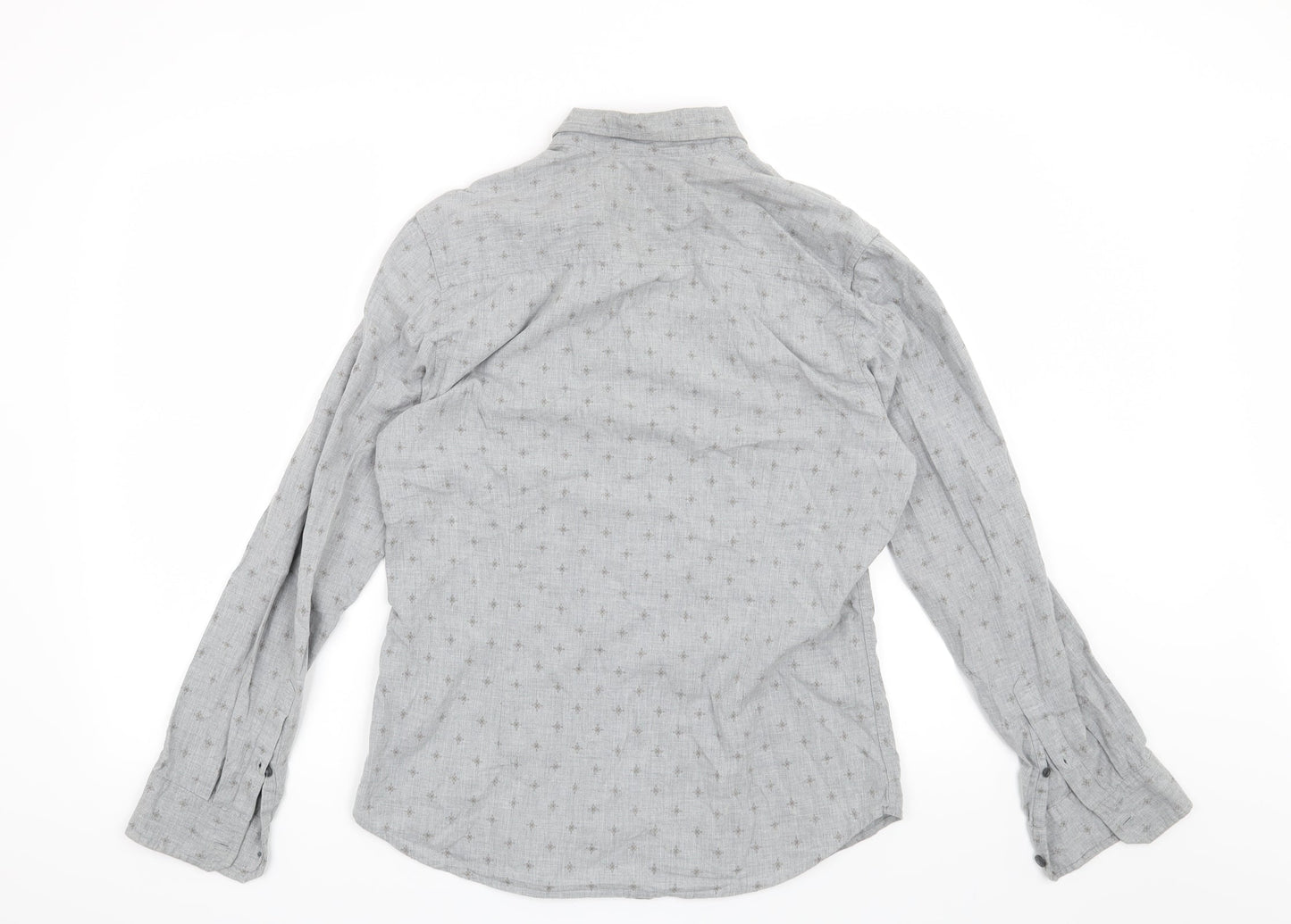Mens UK Size S Burton Grey  Button-Up Long Sleeve Casual Shirt