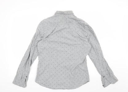 Mens UK Size S Burton Grey  Button-Up Long Sleeve Casual Shirt