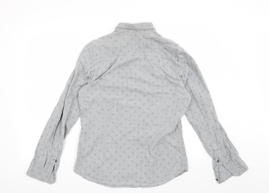 Mens UK Size S Burton Grey  Button-Up Long Sleeve Casual Shirt