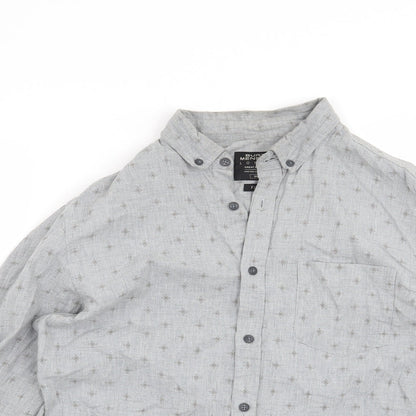 Mens UK Size S Burton Grey  Button-Up Long Sleeve Casual Shirt