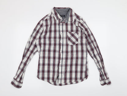 Mens UK Size XS Preworn White  Button-Up Long Sleeve Casual Shirt