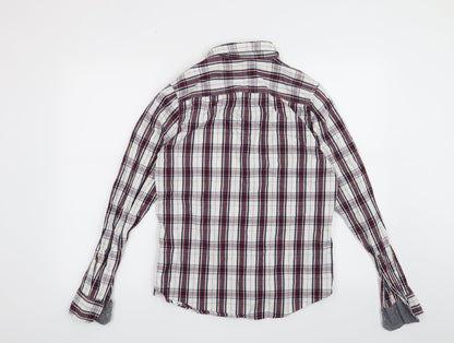 Mens UK Size XS Preworn White  Button-Up Long Sleeve Casual Shirt