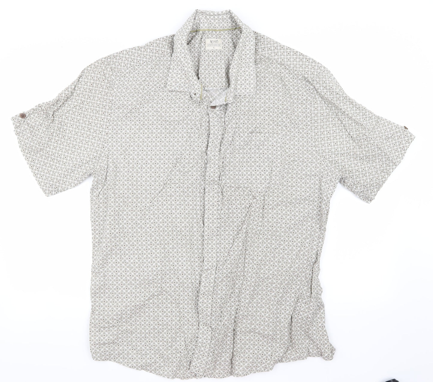 ACW85 Mens Beige Check   Button-Up Size XL