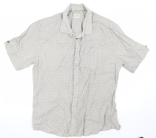 ACW85 Mens Beige Check   Button-Up Size XL