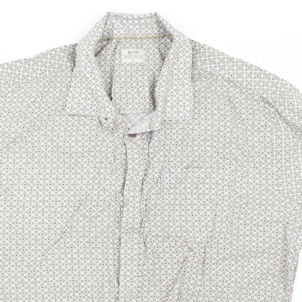 ACW85 Mens Beige Check   Button-Up Size XL