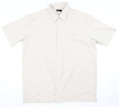 Mens UK Size XL BHS Beige  Button-Up Short Sleeve Casual Shirt
