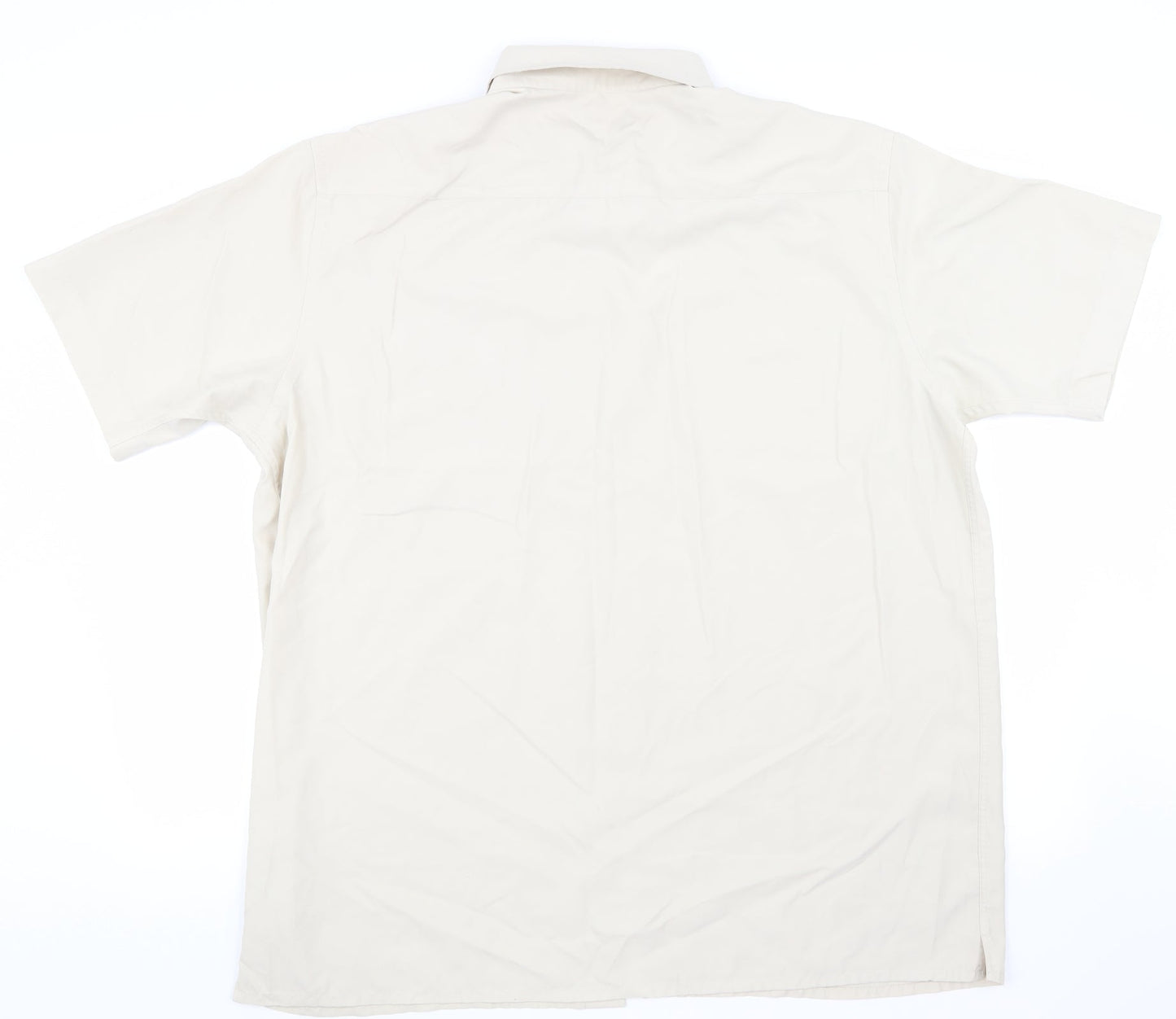 Mens UK Size XL BHS Beige  Button-Up Short Sleeve Casual Shirt