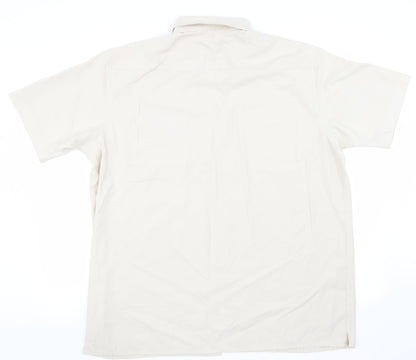 Mens UK Size XL BHS Beige  Button-Up Short Sleeve Casual Shirt