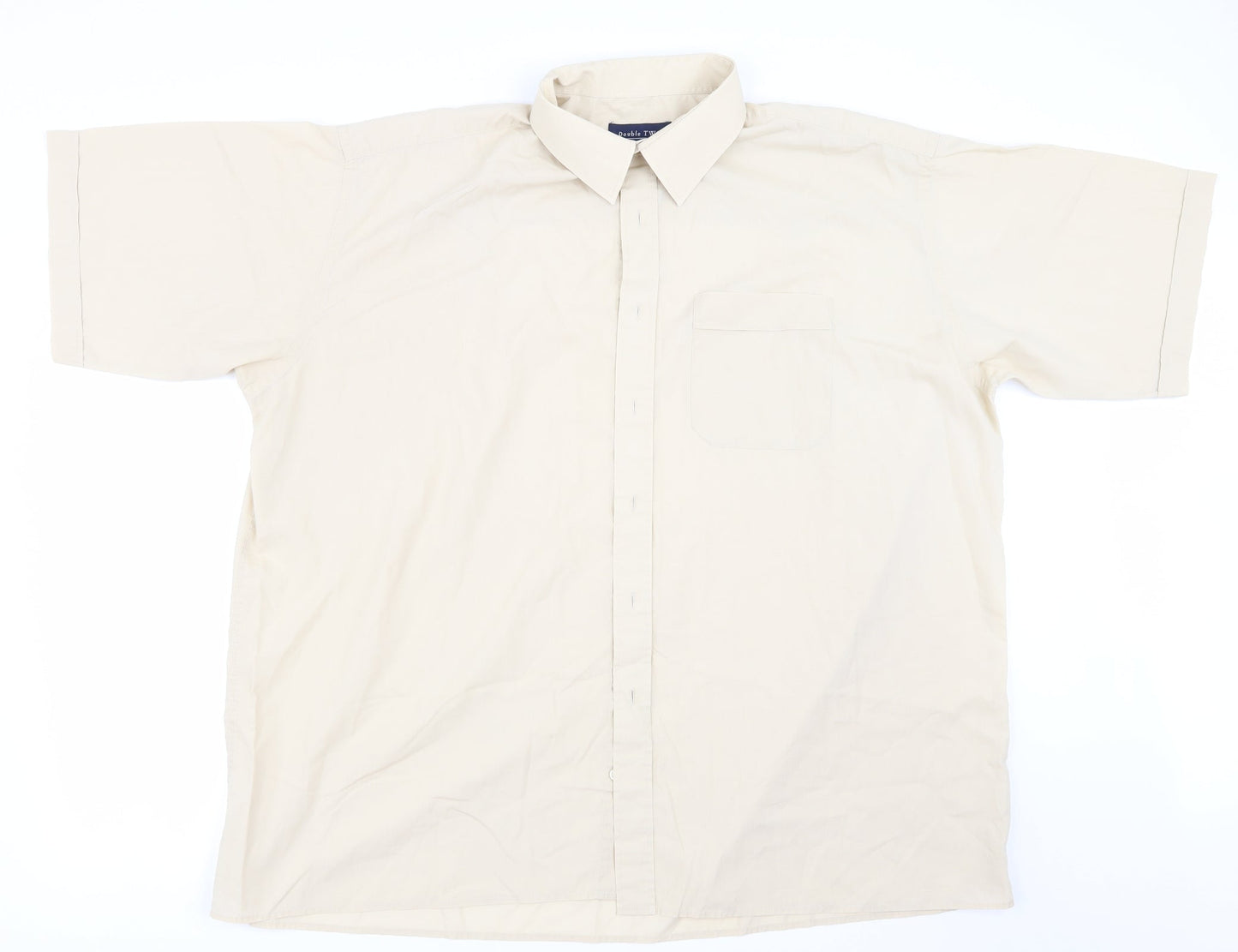 Mens UK Size XL Double TWO Beige  Button-Up Long Sleeve Casual Shirt