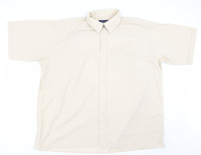 Mens UK Size XL Double TWO Beige  Button-Up Long Sleeve Casual Shirt