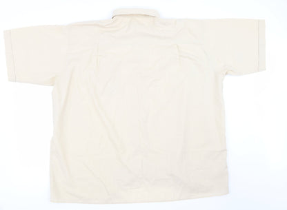 Mens UK Size XL Double TWO Beige  Button-Up Long Sleeve Casual Shirt