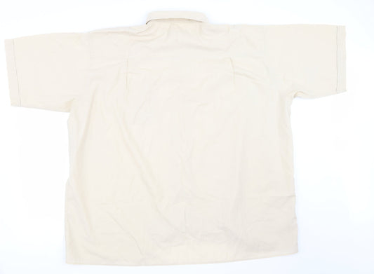Mens UK Size XL Double TWO Beige  Button-Up Long Sleeve Casual Shirt