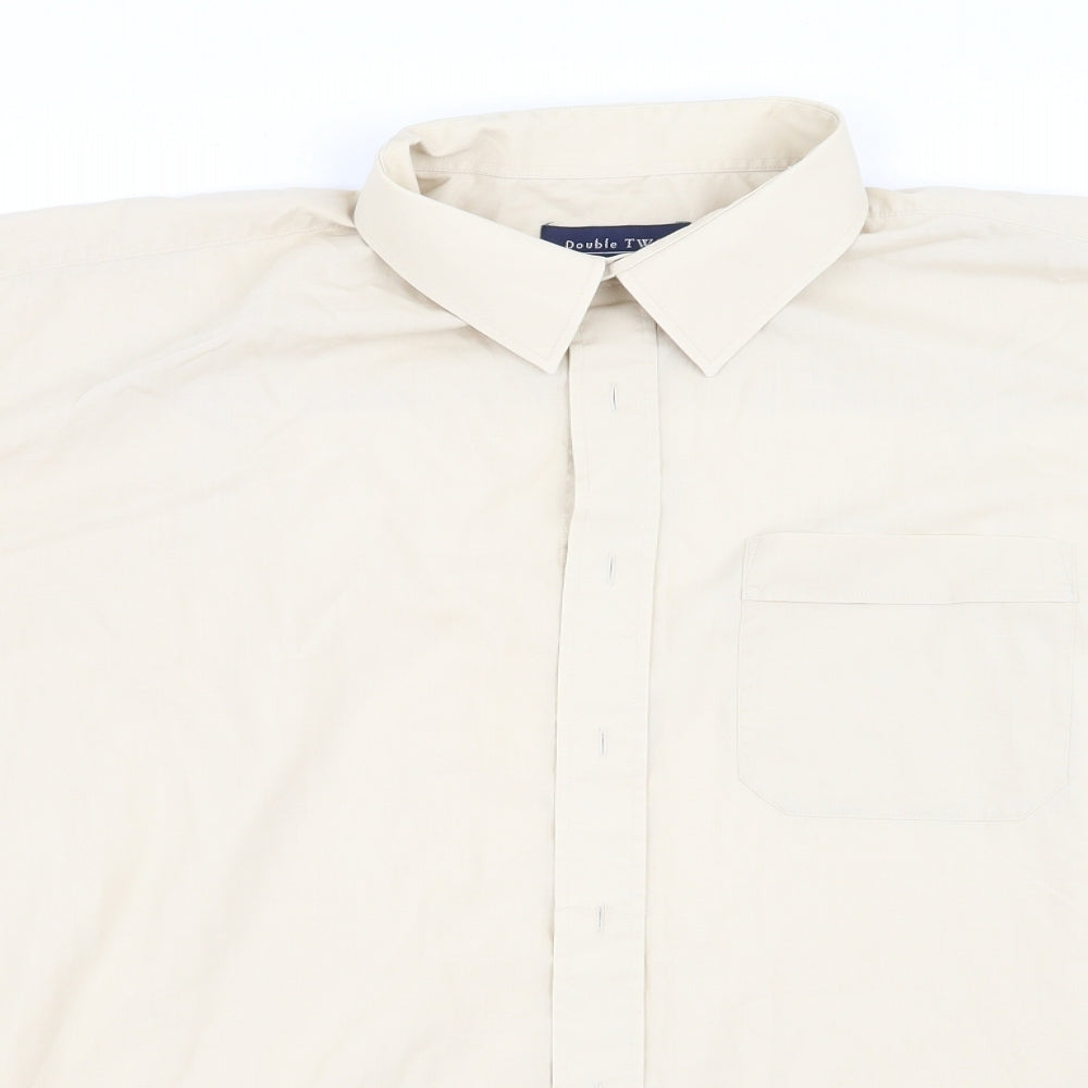Mens UK Size XL Double TWO Beige  Button-Up Long Sleeve Casual Shirt