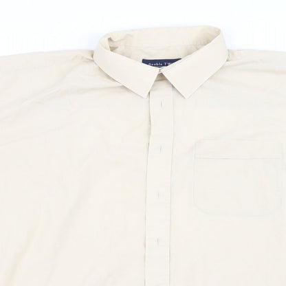 Mens UK Size XL Double TWO Beige  Button-Up Long Sleeve Casual Shirt