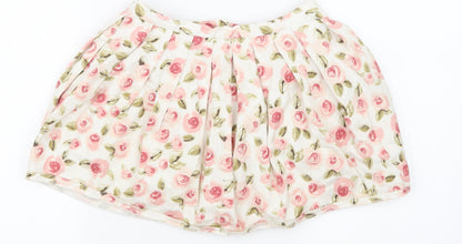 Topshop Womens White Floral  Skater Skirt Size 6