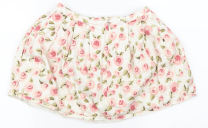Topshop Womens White Floral  Skater Skirt Size 6