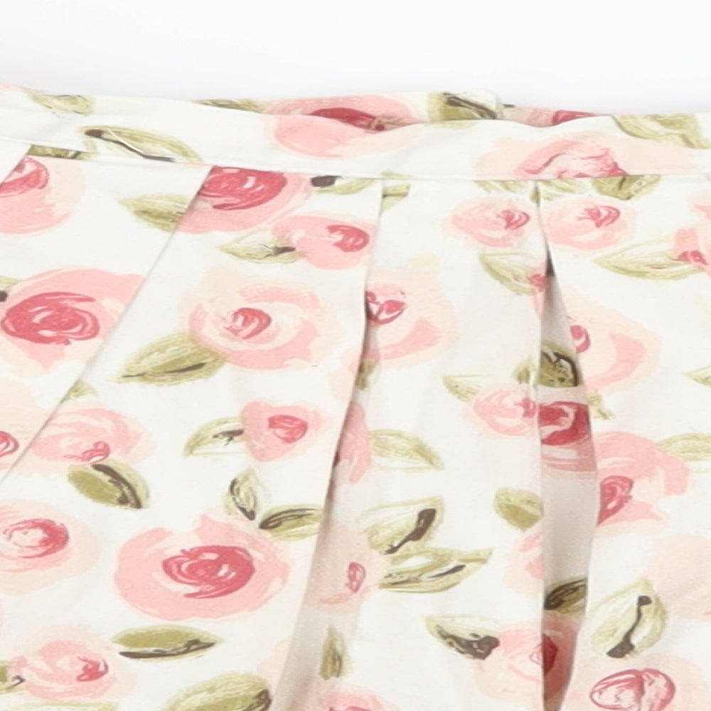 Topshop Womens White Floral  Skater Skirt Size 6